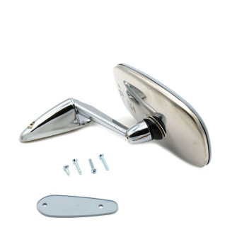 Left/Right Stainless Steel Rearview Mirror (65mm Center Distance) Renault, Peugeot, Simca