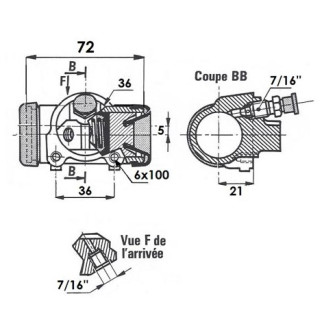 Wheel cylinder 1"1/8 (28.57mm) Simca Aronde P60 (AVG), Peugeot 403, 404 (ARG) 2